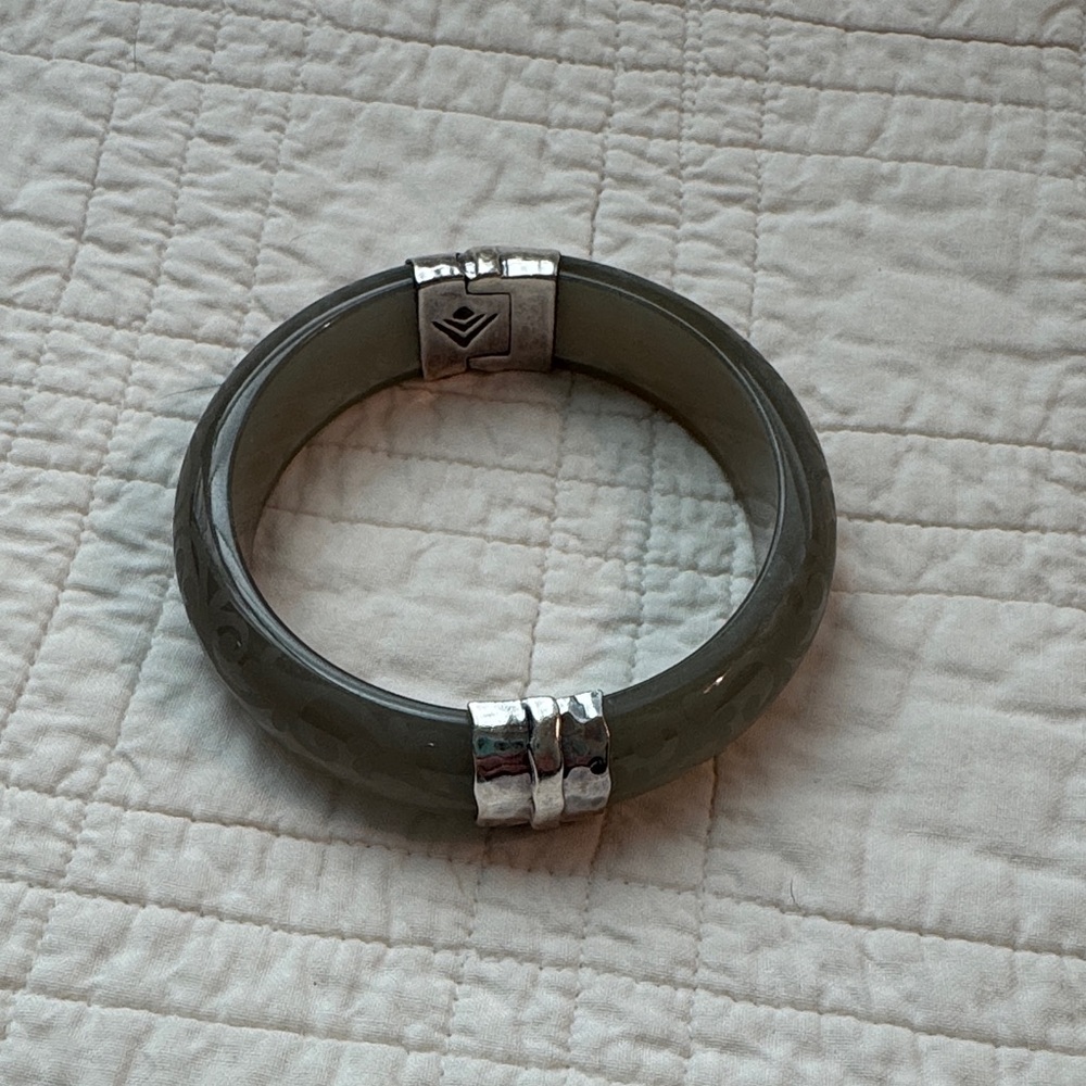 Silpada Retired! Chunky Gray Bangle Bracelet with Silver Accents